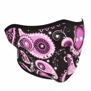 Zan Headgear - Zan Headgear Highway Honeys Womens Half Mask - WNFM162HB - Purple Paisley - OSFM
