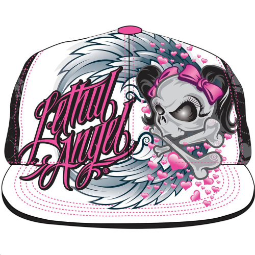 Lethal Threat - Lethal Threat Lethal Angel Girl Skull Womens Hat - HT82015 - White/Black - OSFM