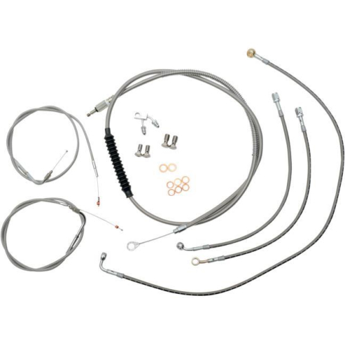 LA Choppers - LA Choppers Cable/Brake Line Kit - Beach Bars & Extra Wide - Stainless - LA-8052KT-04