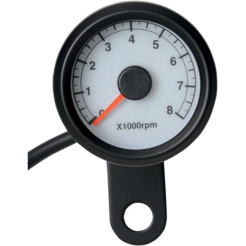 Drag Specialties - Drag Specialties Matte Black 1-7/8in. Electronic Tachometer - White Face - 21-6911BWK