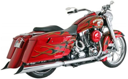 Bassani Manufacturing - Bassani Manufacturing 4in. Slip-On Mufflers with 2 1/2in. Performance Baffles - Scalloped Slant Cut - Chrome - FLH-529SL