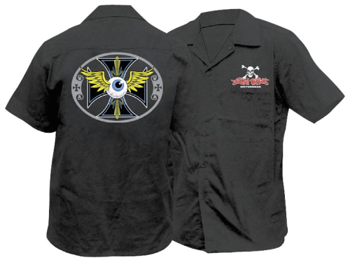 Lethal Threat - Lethal Threat Pinstripe Eyeball Work Shirt - FE50107XL - Black - X-Large