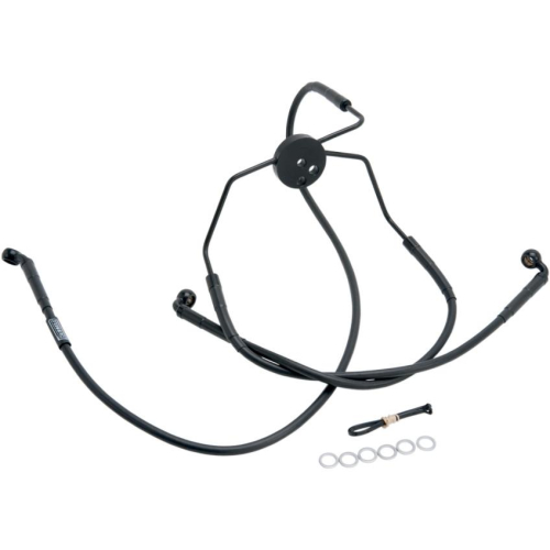 Russell - Russell Extended Length Braided Front Brake Line Kit - 68 1/2in. Length Upper - Black - R08966BC