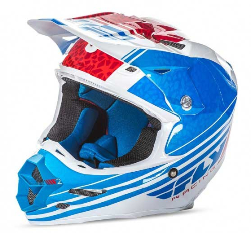 Fly Racing - Fly Racing F2 Carbon Animal Helmet - 73-41422X - Blue/White/Red - 2XL