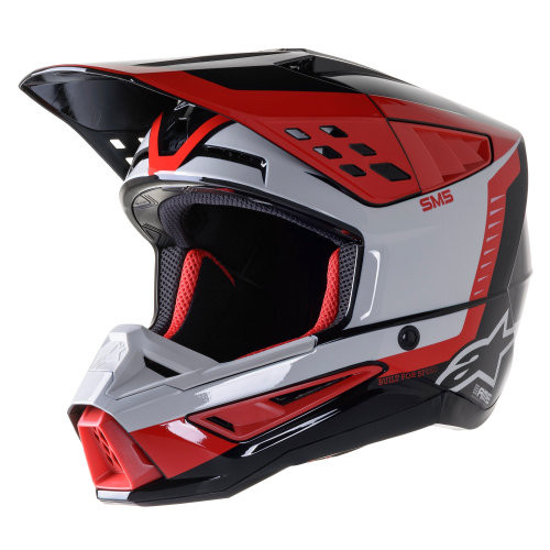Alpinestars - Alpinestars SM5 Beam Helmet - 8303722-1313-XS - Black/Gray/Red Glossy - X-Small