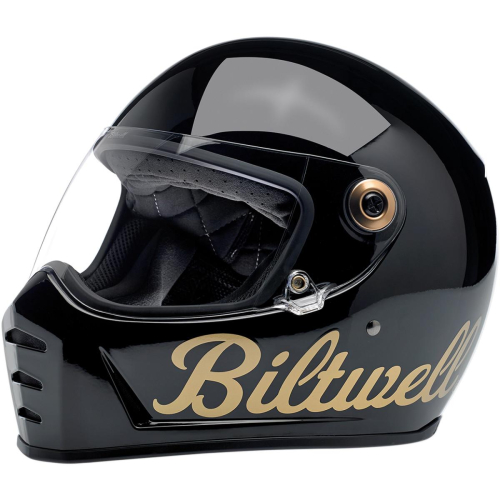 Biltwell Inc. - Biltwell Inc. Lane Splitter Gold Factory Helmet - 1004-533-101 - Gloss Black - X-Small