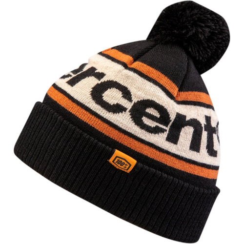 100% - 100% Rise Cuffed With Pom-Pom Beanie - 20122-057-01 - Black/Orange/White - OSFM