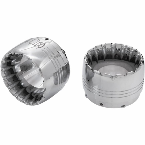 Ciro - Ciro 4in. Slip-On Muffler End Caps - Jet w/ CNC-Machining - Chrome - 31320