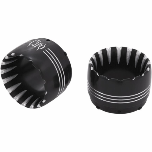 Ciro - Ciro 4in. Slip-On Muffler End Caps - Jet w/ CNC Machining - Black - 31330
