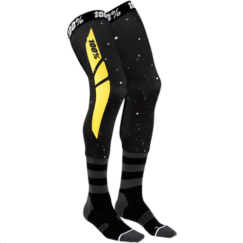 100% - 100% Knee Brace Moto Socks - 24014-014-17 - Black/Yellow - Sm-Md