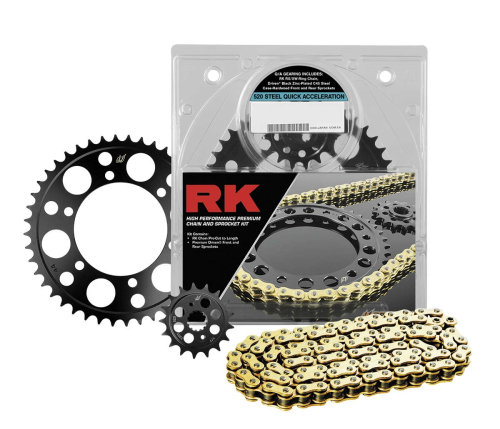 RK - RK 520 Steel Quick Acceleration Chain/Sprocket Kit - Gold - 6081-159PG