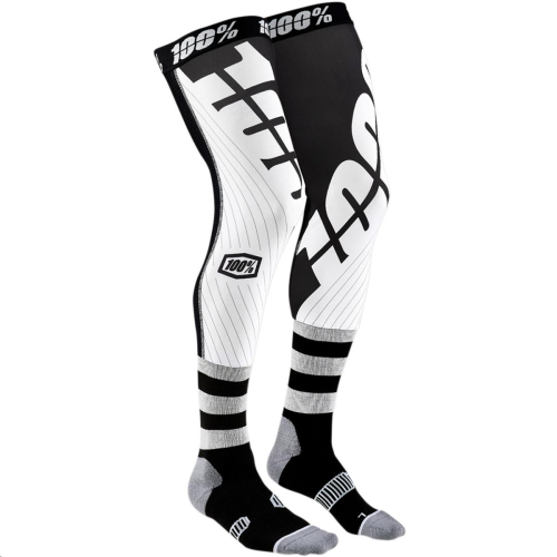 100% - 100% Knee Brace Moto Socks - 24014-011-17 - Black/White - Sm-Md