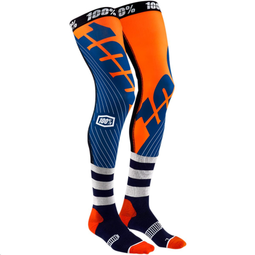 100% - 100% Knee Brace Moto Socks - 24014-214-17 - Navy/Orange - Sm-Md