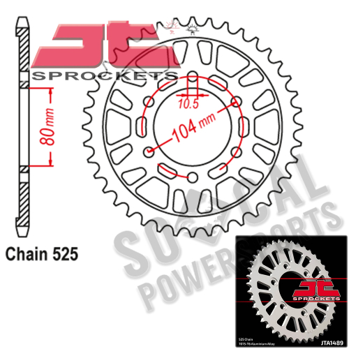 JT Sprockets - JT Sprockets Aluminum Rear Sprocket - 43T - JTA1489.43