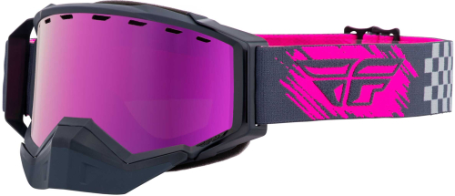 Fly Racing - Fly Racing Zone Snow Goggles - FLB-051 - Gray/Pink / Pink Mirror Rose Lens - OSFM