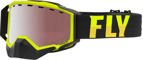 Fly Racing - Fly Racing Zone Pro Snow Goggles - FLB-058 - Hi-Vis/Black / Silver Mirror Polarized Rose Lens - OSFM