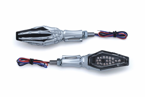 Kuryakyn - Kuryakyn Skeleton Hand Turn Signals - Chrome Stem and Black Head - 2528