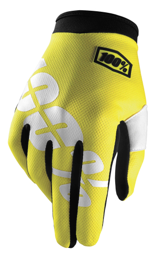 100% - 100% iTrack Youth Gloves - 1000200405 - Yellow - Medium