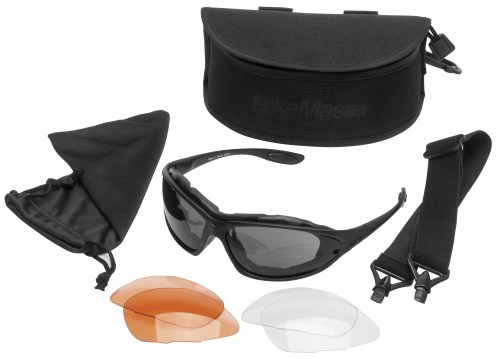 BikeMaster - BikeMaster Windshield Convertible Sunglasses Kit - BM1 - Black / Smoke Lens - OSFM