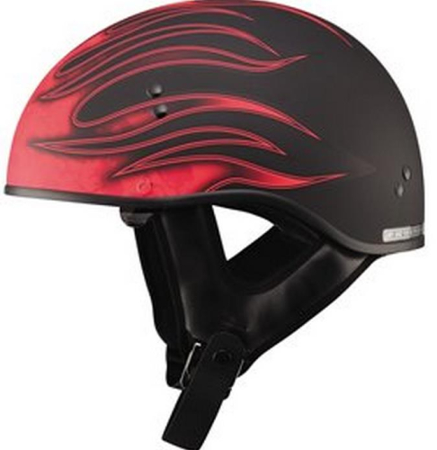G-Max - G-Max GM65 Naked Skull Flame Helmet - G1657203 - Skull Flame Flat Black/Red - X-Small