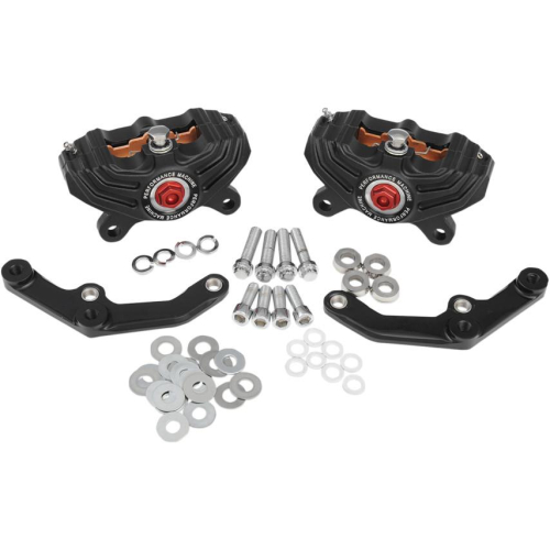 Performance Machine - Performance Machine Dual Disc Front Calipers with Brackets for 13in. Rotor - Black - 0052-4010-SMB