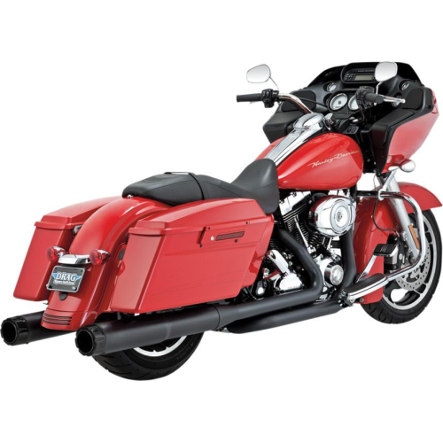 Vance & Hines - Vance & Hines 4-1/2in. Hi-Output Slip-Ons - Black with Carbon End Caps - 46465
