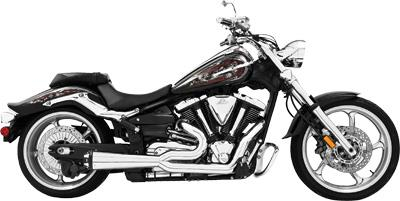 Freedom Performance - Freedom Performance 2-Into-1 Exhaust System - Chrome Muffler - Black Tip - MH00016
