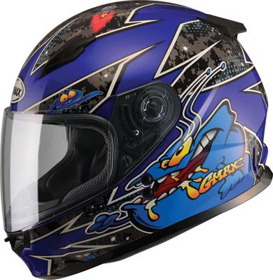 G-Max - G-Max GM49Y Alien Youth Helmet - G7496212 TC-2 - Black/Blue - Large