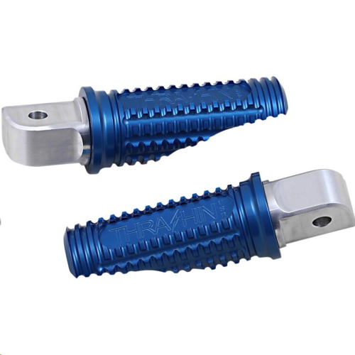Thrashin Supply Company - Thrashin Supply Company Burnout Passenger Footpegs - Blue Anodized - TSC-2017-4-SR