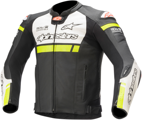 Alpinestars - Alpinestars Missile Ignition Airflow Leather Jacket - 3100220-125-58 - Black/White/Fluo Yellow - 58