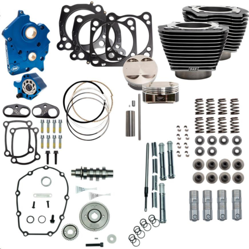 S&S Cycle - S&S Cycle 128in. Power Packages for M-Eight with Highlighted Fins - Gear Drive Cams - Black granite - 310-1110