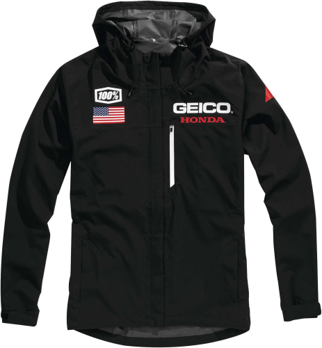 100% - 100% Geico Honda Kappa Hooded Team Jacket - 39909-001-10 - Black - Small