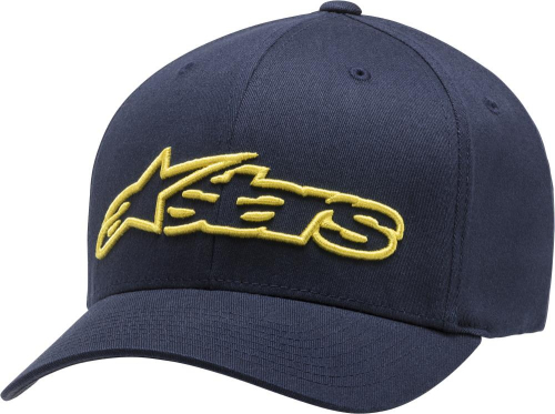 Alpinestars - Alpinestars Blaze Flexfit Hat - 1039-81005-7050-LG/X - Navy/Yellow - Lg-XL