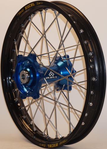 Dubya - Dubya MX Rear Wheel with Excel Takasago Rim - 2.15x18 - Blue Hub/Black Rim - 56-3073DB