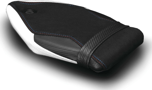 Luimoto - Luimoto Motorsports Edition Passenger Seat Covers - Black Suede/Blue/Red/Pearl - 8064201