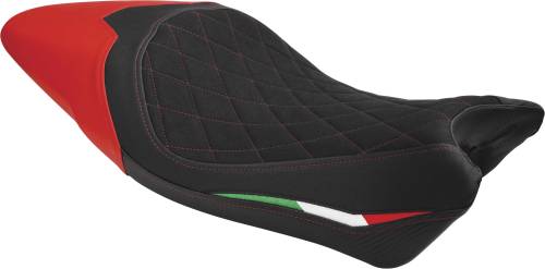 Luimoto - Luimoto Diamond Edition Rider Seat Covers - Suede Black/Black/CF Red - 1462101