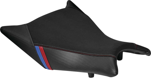 Luimoto - Luimoto Motorsports Edition Rider Seat Covers - Black Suede/CF Black/Red/Blue - 8012102