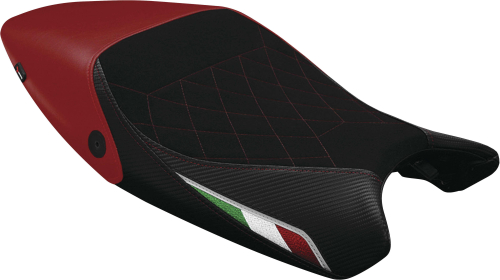Luimoto - Luimoto Diamond Edition Rider Seat Covers - Suede Black/CF Red - 1221104