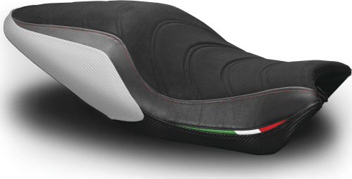 Luimoto - Luimoto Apex Edition Rider Seat Covers - Suede Black/CF Black/Pearl/Italian Flag - 1281102