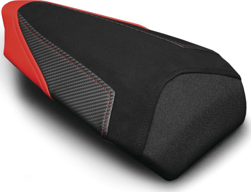 Luimoto - Luimoto Veloce Passenger Seat Covers - Suede Black/Red/CF Black/Perforated Black - 1301201