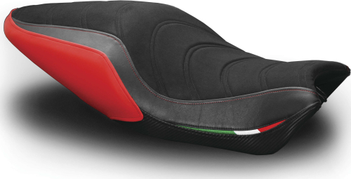 Luimoto - Luimoto Apex Edition Rider Seat Covers - Suede Black/CF Black/Red/Italian Flag - 1281101