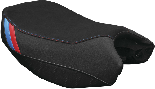 Luimoto - Luimoto Motorsports Edition Rider Seat Covers - Black Suede/Blue/Red/Tec-Grip/Perforated - 8201101