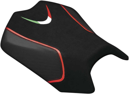 Luimoto - Luimoto Team Italia Rider Seat Covers - Black Suede/Red/CF Black/Italian Flag - 9031102