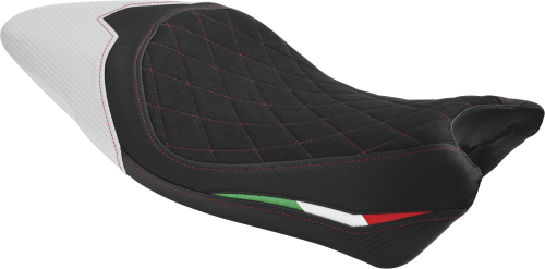 Luimoto - Luimoto Diamond Edition Rider Seat Covers - Suede Black/Black/CF Pearl - 1462103