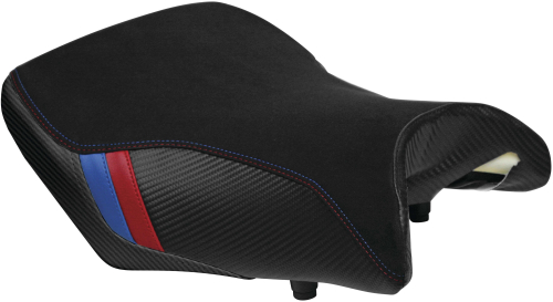 Luimoto - Luimoto Motorsports Edition Rider Seat Covers - CF Black/Red/Blue/CF Black - 8042102