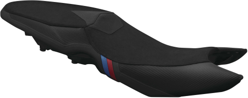 Luimoto - Luimoto Motorsports Edition Rider Seat Covers - Black Suede/Blue/Red/Black - 8141101