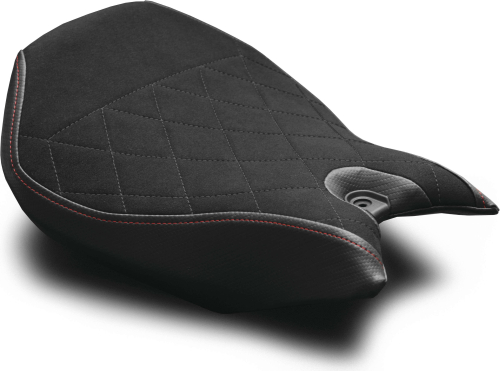 Luimoto - Luimoto Diamond Edition Rider Seat Covers - Suede Black/CF Black/Diamond/Red - 1252102