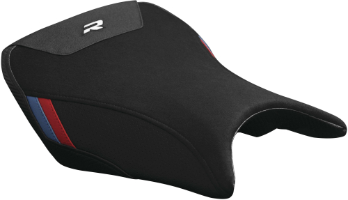 Luimoto - Luimoto Motorsports Edition Rider Seat Covers - Black Suede/Red/Perforated/White R Logo - 8062101