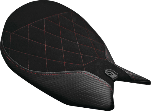 Luimoto - Luimoto Diamond Edition Rider Seat Covers - Suede Black/CF Black/Red - 1192102