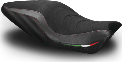Luimoto - Luimoto Apex Edition Rider Seat Covers - Suede Black/CF Black/Black/Italian Flag - 1281103